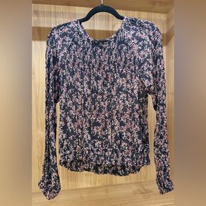 rag & bone Black and Pink Floral Blouse